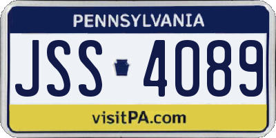 PA license plate JSS4089