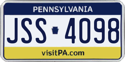 PA license plate JSS4098