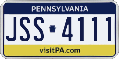 PA license plate JSS4111