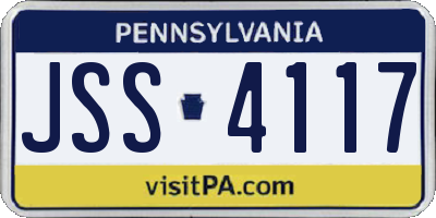 PA license plate JSS4117