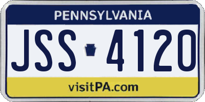 PA license plate JSS4120