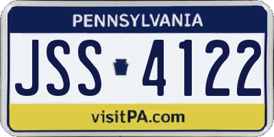 PA license plate JSS4122