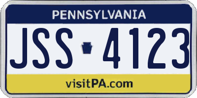 PA license plate JSS4123
