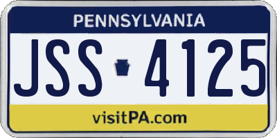 PA license plate JSS4125