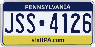 PA license plate JSS4126