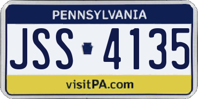 PA license plate JSS4135