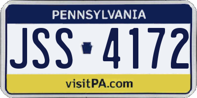PA license plate JSS4172
