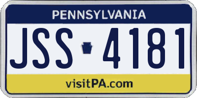 PA license plate JSS4181