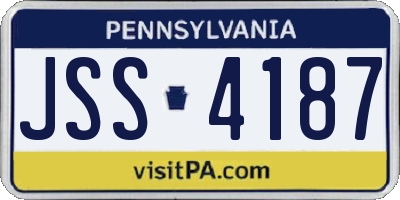 PA license plate JSS4187