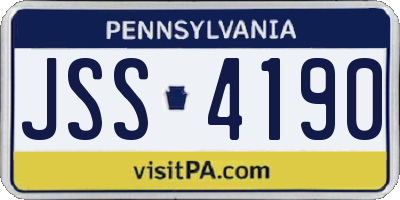 PA license plate JSS4190