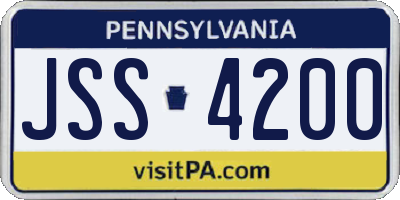 PA license plate JSS4200
