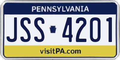 PA license plate JSS4201
