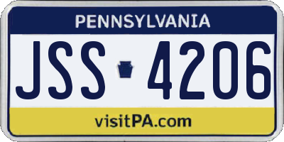 PA license plate JSS4206
