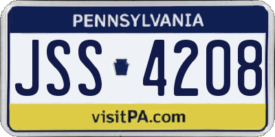 PA license plate JSS4208