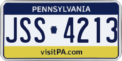 PA license plate JSS4213