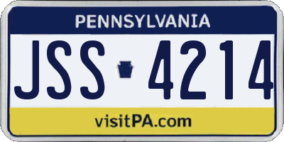 PA license plate JSS4214