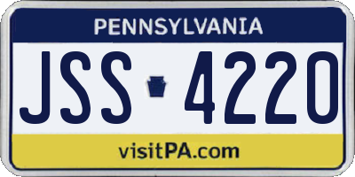 PA license plate JSS4220