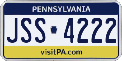PA license plate JSS4222