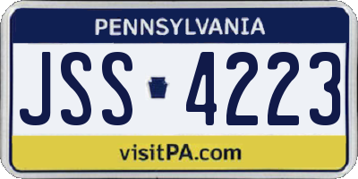 PA license plate JSS4223