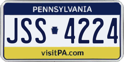 PA license plate JSS4224