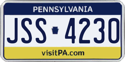 PA license plate JSS4230