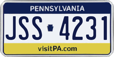 PA license plate JSS4231