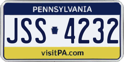 PA license plate JSS4232