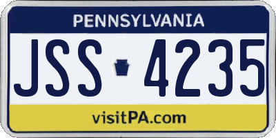 PA license plate JSS4235
