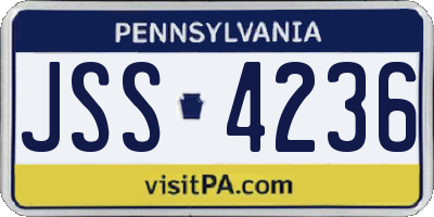 PA license plate JSS4236