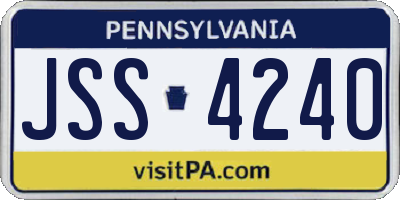 PA license plate JSS4240