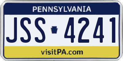 PA license plate JSS4241