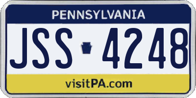 PA license plate JSS4248