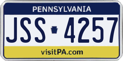 PA license plate JSS4257