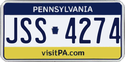 PA license plate JSS4274