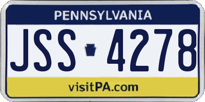 PA license plate JSS4278