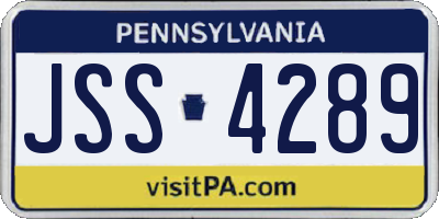 PA license plate JSS4289