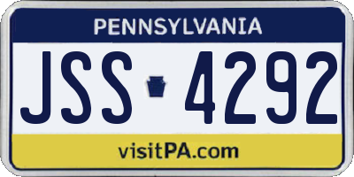 PA license plate JSS4292