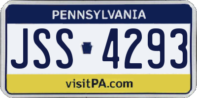 PA license plate JSS4293