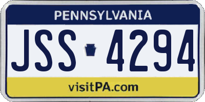PA license plate JSS4294