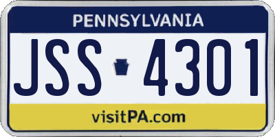 PA license plate JSS4301