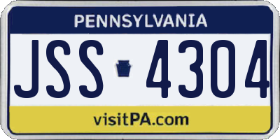 PA license plate JSS4304