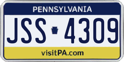 PA license plate JSS4309