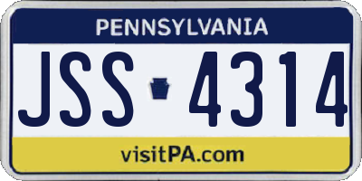 PA license plate JSS4314