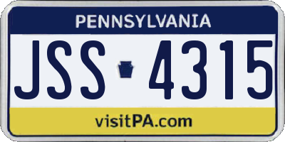 PA license plate JSS4315
