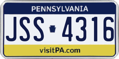 PA license plate JSS4316