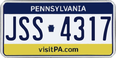 PA license plate JSS4317