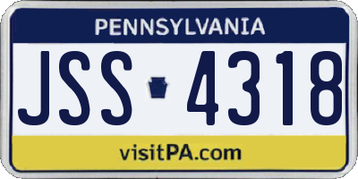 PA license plate JSS4318