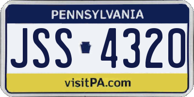 PA license plate JSS4320