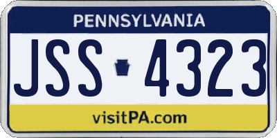 PA license plate JSS4323