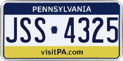 PA license plate JSS4325